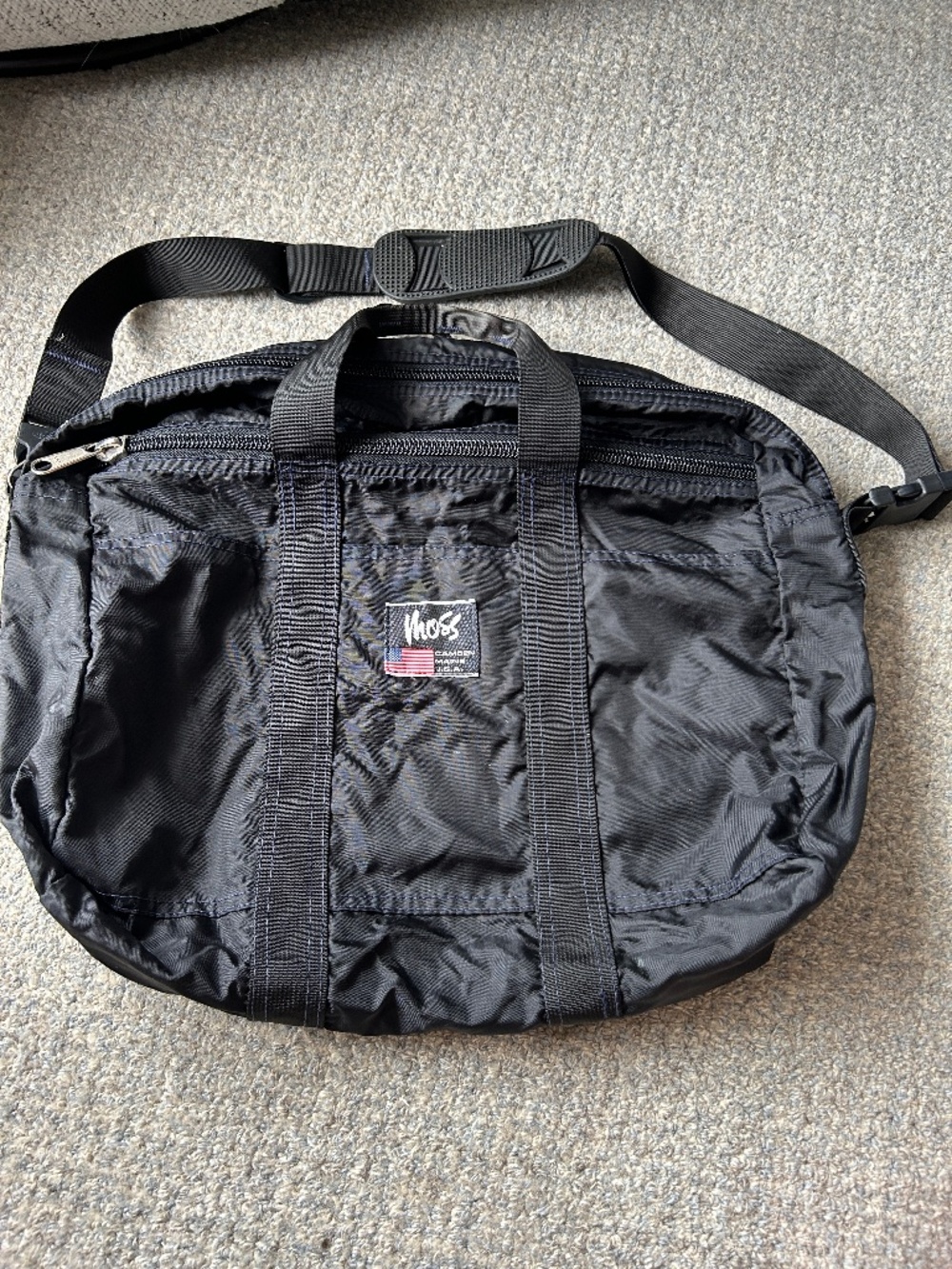 Vintage Moss nylon shoulder and tote bag from Camden, Maine - Black